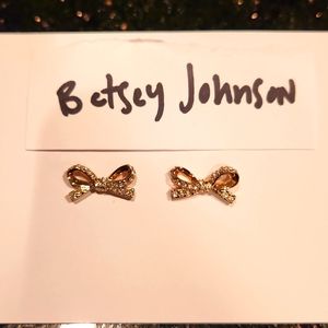 Betsey Johnson bow earrings with rhinestones